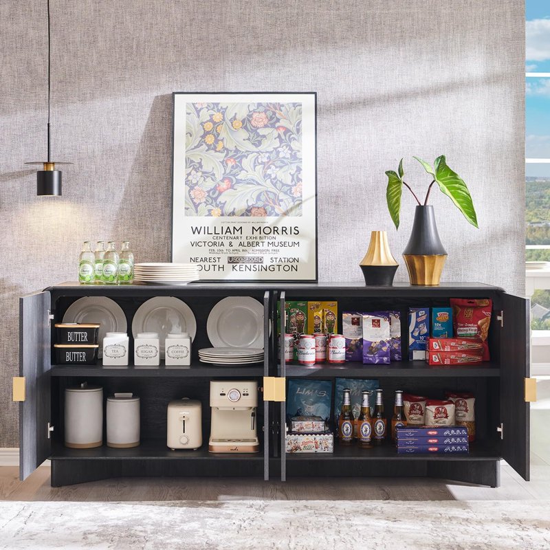 70'' Large Modern Buffet Cabinet with Storage - Grey