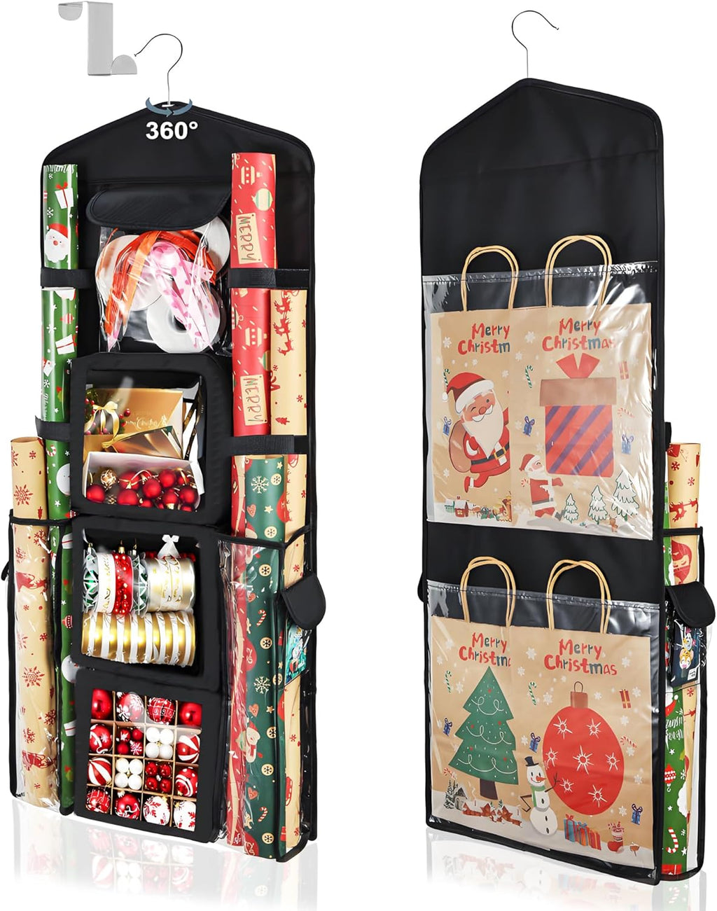 Skiennix Wrapping Paper Storage Organizer - Double-Sided Gift Wrap Holder with 360° Rotation | Ideal for Craft Supplies and Accessories