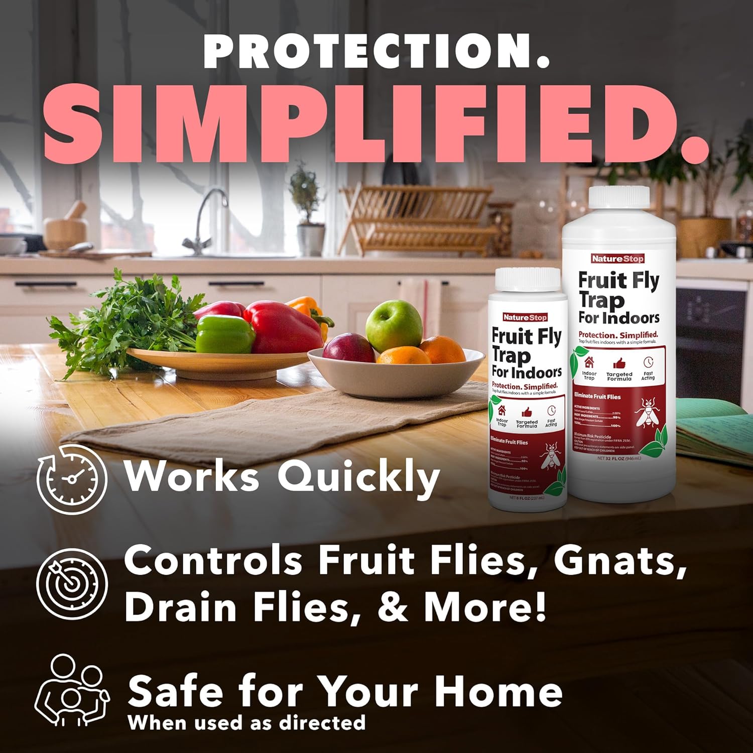 Skiennix Fruit Fly Trap - Effective Indoor Solution | 8oz Size for Maximum Catch