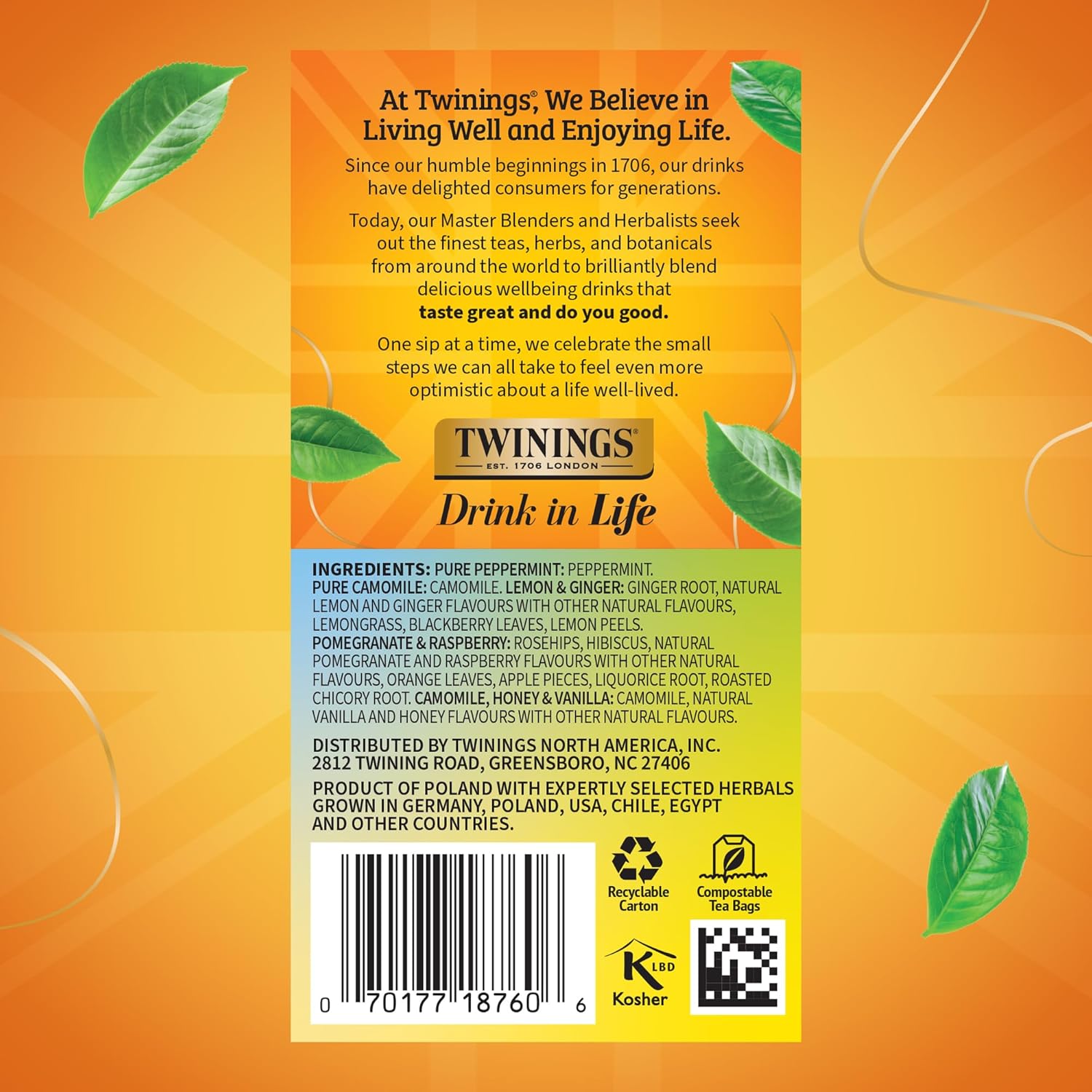 Twinings Herbal Tea Variety Pack - 20 Count (Pack of 6) | 5 Delicious Flavors, Caffeine-Free