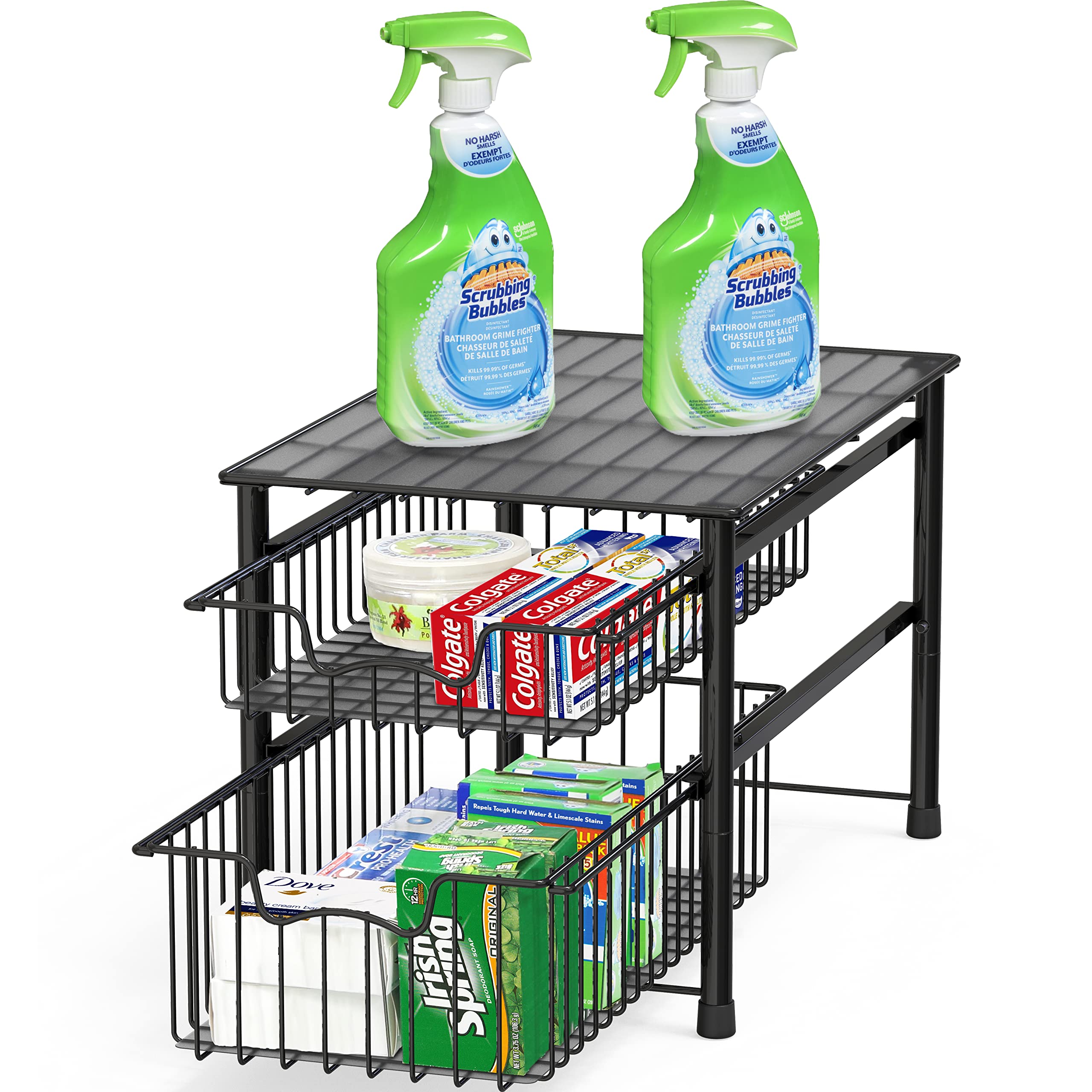Simple Houseware Stackable 2 Tier Basket Drawer, Black