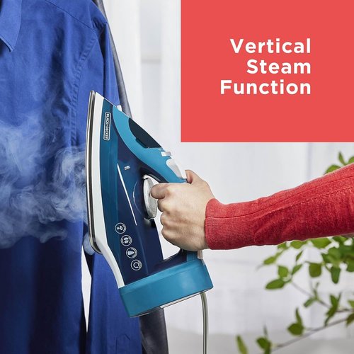 BLACK+DECKER Steam Iron - 1200W with Retractable Cord, Vertical Steaming & Anti-Drip Design