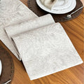 ZIWUROAD Table Runner with Jacquard Design, Waterproof Thick Table Runner for Home Decor Country Rustic Farmhouse Kitchen Dining Table Decoration (Milky White, 12x144 Inch)