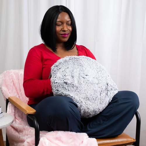 HUGIMALS The Hug Pillow in Gray | 10 lb Weighted Heavy Round Sensory Pillow w/Cozy Hand Pocket for Self-Care, Comfort, Relaxation, Sleep - Thoughtful Gift for Adults, Dad, Husband, Boyfriend, Partner