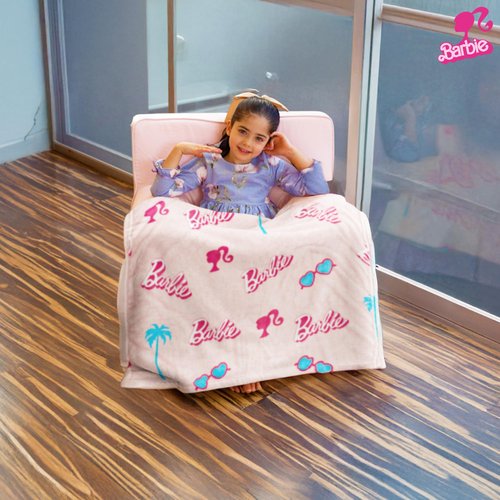 Barbie Blanket | Barbie Fleece Throw Blanket | Barbie Baby/Toddler Blanket Soft Plush Fleece | Pink Throw Rug | 30" x 40" | Pink/White | Officially Licensed
