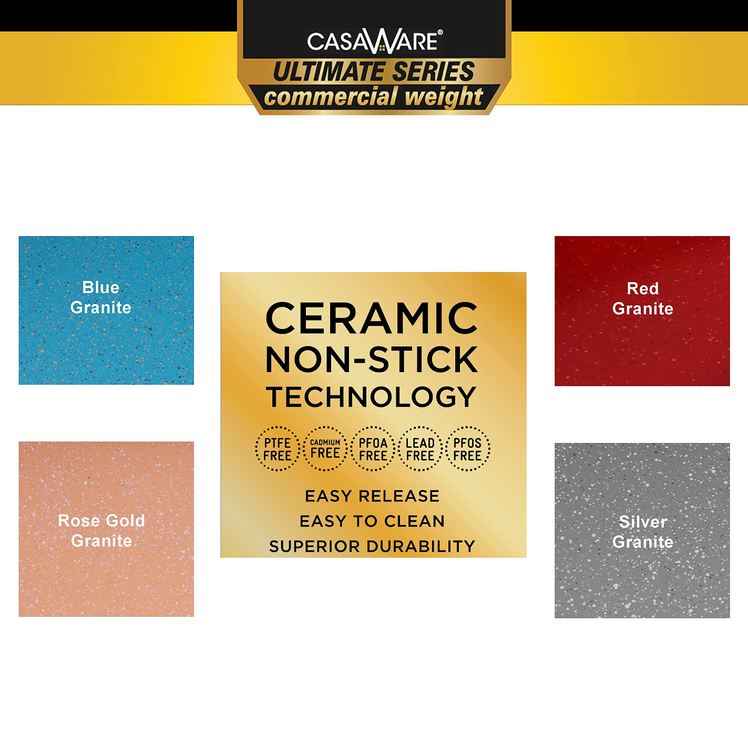casaWare 15 x 10 x 1-Inch Ultimate Series Commercial Weight Ceramic Non-Stick Coating Cookie/Jelly Roll Pan (Blue Granite)