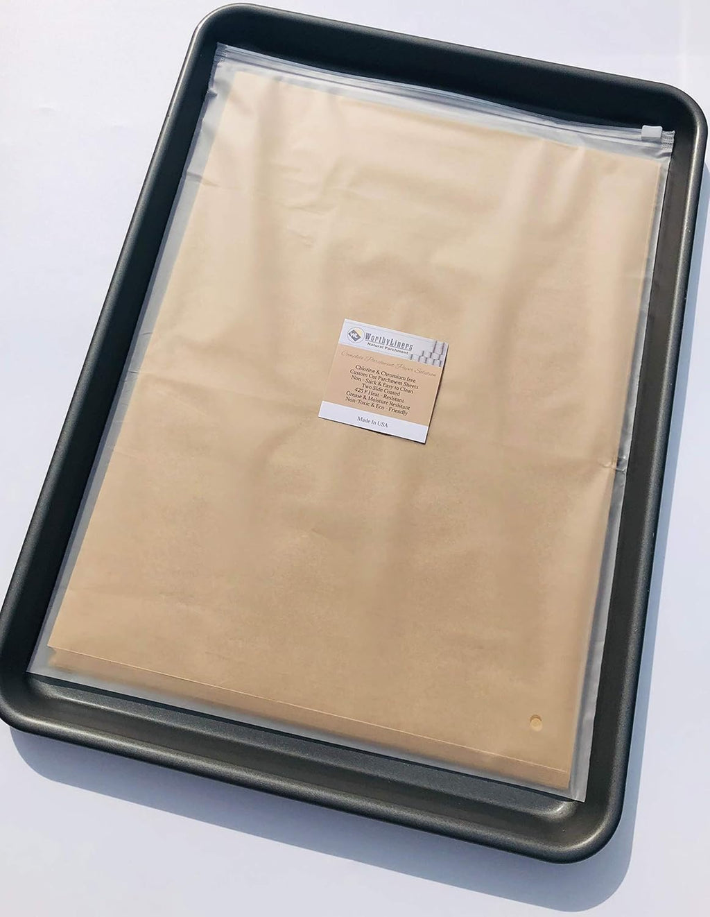 Worthy Liners Unbleached Natural Parchment Paper - Non-Stick Precut Baking Sheets, 15x21 Inches (100 Count)