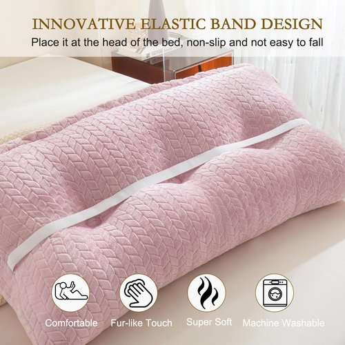 YOUR MOON Wedge Headboard Pillow Twin with 1 Pack Neck Roll Pillow, Triangular Wedge Backrest Pillows Headboard for Bed,Daybed,and Lounging, Large Bed Bolster Pillows,Pink