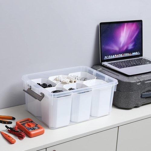Citylife 17 QT Clear Plastic Storage Bins - Stackable Multipurpose Containers for Organizing Tools, Crafts & More