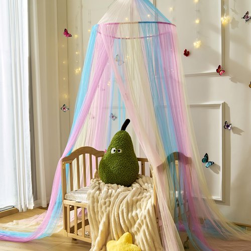 Wnqou Rainbow Bed Canopy for Girls,X-Large Princess Canopy Hanging Netting Bedroom Decor for Girls Mosquito Net for Baby Crib, Twin to King Size Bed
