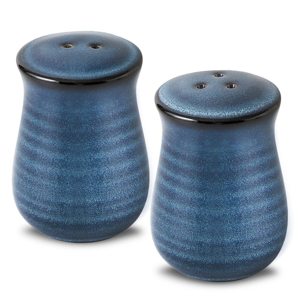 Tikooere Salt and Pepper Shakers Set, Stoneware Salt Shakers for Kitchen, Restaurant Decor, Farmhouse Spice Shaker for Compact Cooking, Travel, BBQ, Cute Christmas Gift, Matte Black