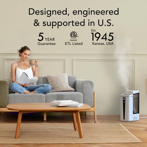 Vornado MISTIC 8 Whole Room Ultrasonic Humidifier, Top-Fill, Aromatherapy, 2-Gallon Tank, 3-Gallon Output, Warm or Cool Mist Humidifier, Automatic Humidity Control, Included Scent Pads