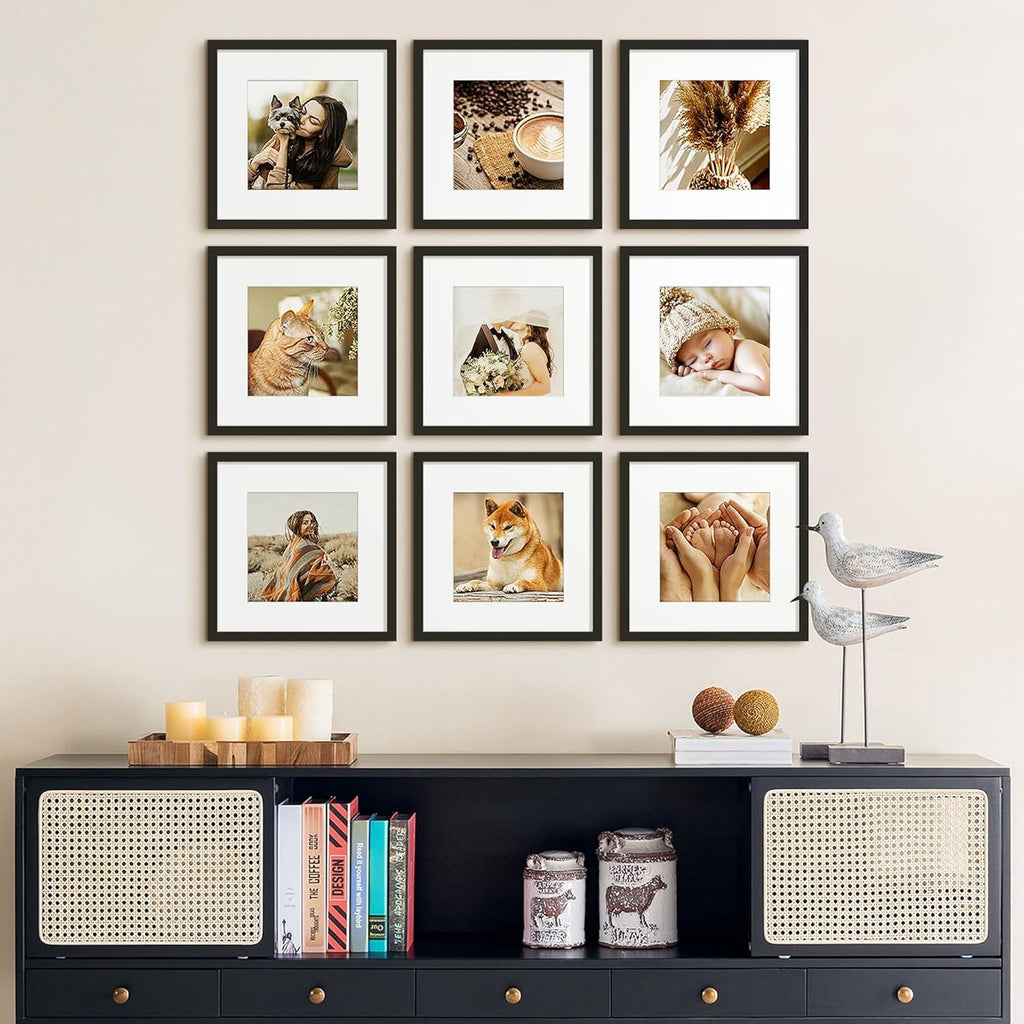 Upsimples 12x12 Picture Frame - Versatile Display for 8x8 Photos with Mat or 12x12 Without Mat, Black