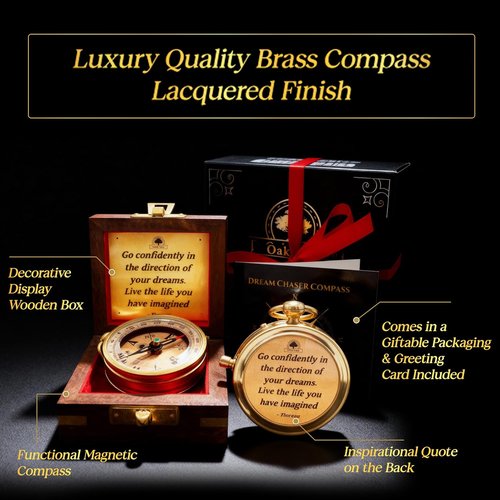 Dream Chaser Compass - Unique Graduation Gift for Him | Motivational Card Included, Perfect for College & High School