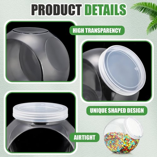 Willinglong 4 Pcs 80 oz Plastic Candy Jar with Lid for Candy Buffet Large Storage Jar Clear Food Storage Canisters Kitchen Countertop Container for Cookies Snacks Indoor Outdoor