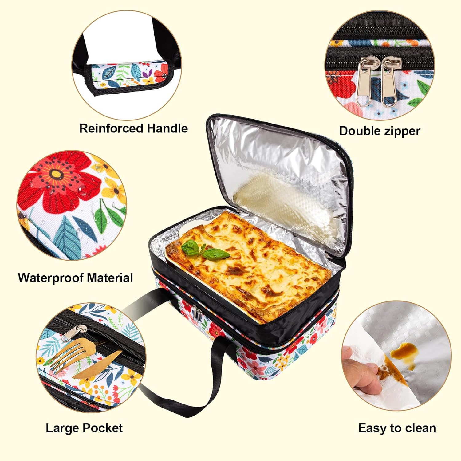 Pioneer Woman Double Decker Casserole Carrier - Expandable Leakproof Thermal Tote for Potluck & Travel