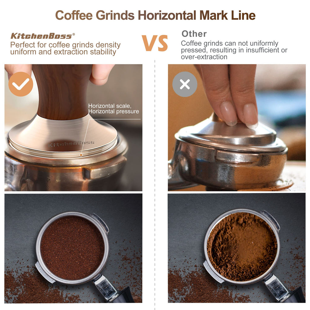 53mm Coffee Tamper: Espresso Tamper 53 MM With Walnut Handle, Weighted Espresso Tamper by KithchenBoss