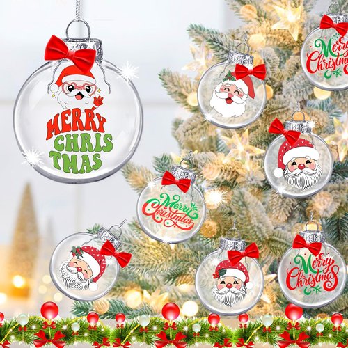 3.15 Inch Clear Plastic Fillable Ornament Balls,12 Pack Christmas Hanging Plastic Balls with Lids and Ropes for Xmas Trees DIY Crafts Wedding Birthday Party Decor