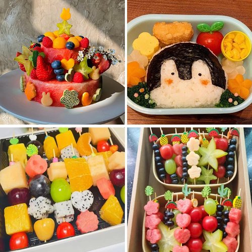 21Pcs Vegetable Cutter Shapes Set - 18Pcs Fruit Shape Cutters and 3Pcs Food Cutters Tools Accessories for Kids Lunch