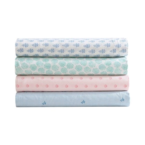 Laura Ashley - Queen Sheet Set, Crisp & Cool Sheets w/a Naturally Smooth Cotton Percale Feel, Deep Pocket, Bed Sheets with Matching Pillowcases & Fitted Sheet (Francesca Blue)