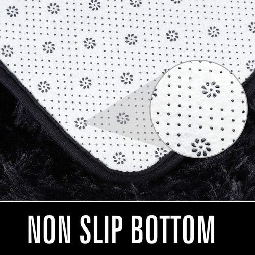 HOMORE Small Black Area Rug - Soft Fluffy 2x3 Feet Bedroom & Desk Mat | Ideal for Nursery & Dorm