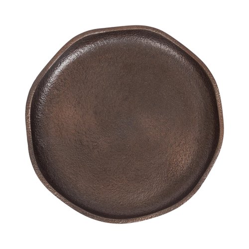 Kate and Laurel Alessia Modern Decorative Metal Drink Table, 8 x 8 x 22, Bronze, Round Cast Aluminum Pedestal Plant Stand with Rough Texture and Deckled Edge