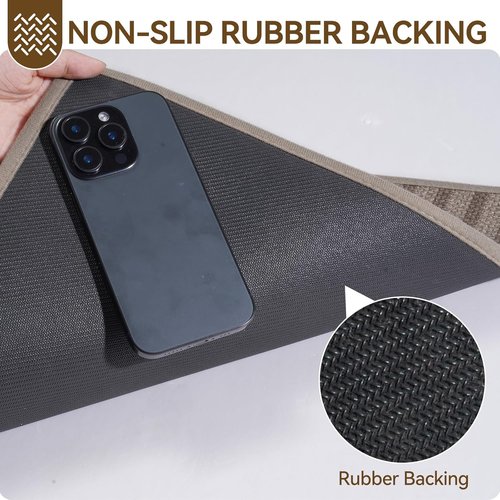 Front Door Mat - Skiennix 17''x30'' Absorbent, Washable, Non-Slip Indoor Doormat | Easy Clean Brown
