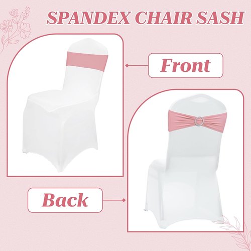 MDS Spandex Chair Sashes - Pack of 250 Elastic Stretch Bands with Buckle Slider Bow | Dusty Rose