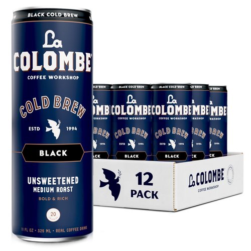 La Colombe Coffee, Cold Brew Black, Unsweetened, 11 fl oz Cans (Pack of 12), Coffeehouse Quality, Natural Sweetness, Specialty Grade Coffee Beans, Ready-to-Drink On-the-Go