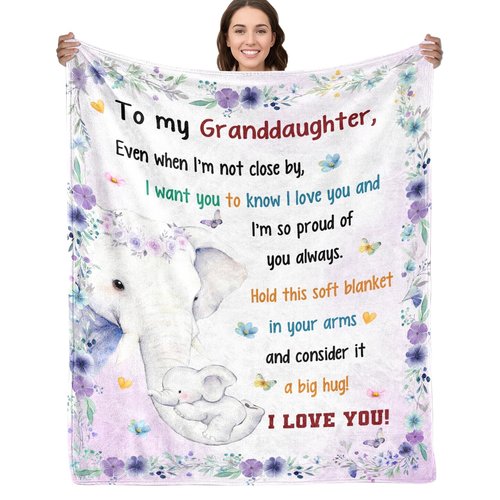 Granddaughter Gifts from Grandma, to My Granddaughter Gifts from Grandma Throw Blankets, Soft Flannel Blanket, Granddaughters Gift for Birthday Christmas, Grandchild Blanket, 60” x 50”