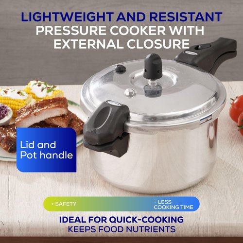 Universal (4.75 Quart / 4.5 Liter) Ultra Pressure Cooker, Pressure Pot with 6 Safety Systems, Aluminum Pressure Cooker for 5 Servings, Even Heat Distribution, Diameter 9.4 inches, Height 8 inches