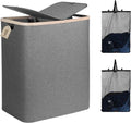 DOKEHOM 160L Double Laundry Basket - Large Collapsible Hamper with Removable Lid & Bags | Dark Grey