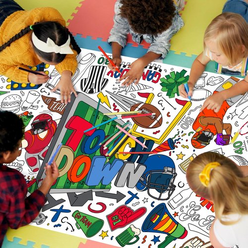 Gatherfun Football Party Giant Coloring Poster - 31.5X 72 Inches - Versatile Classroom Wall Décor & Football Birthday Decorations-Poster or Table Cover for School Parties and Special Events