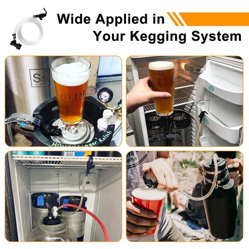 Dbgogo 3FT Ball Lock Beer Line Assembly Kit - 5/16" Liquid Line with Picnic Tap Faucet & Quick Disconnect PVC Tubing Ball Lock Picnic Tap for Corny Keg Ball Lock Keg Beer Dispenser Soda Dispensing