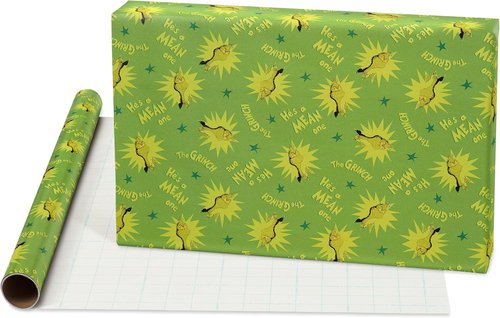 American Greetings Grinch Christmas Wrapping Paper - Festive Green & Red Gift Wrap, 3 Rolls (105 sq. ft.)