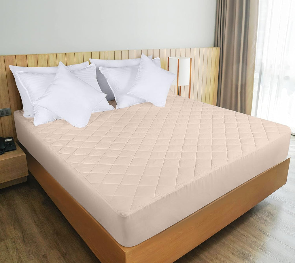 Utopia Bedding Quilted Fitted Mattress Pad - Full Size Elastic Protector | Machine Washable, 16-Inch Deep (Beige)
