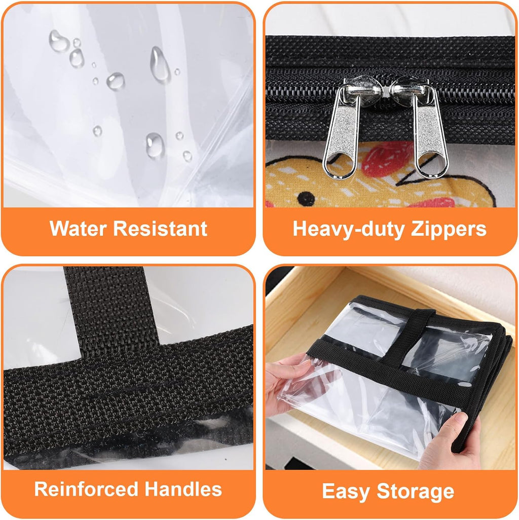 SpaceTrove Clear Storage Bags - 4 Pack Heavy-Duty Under Bed Organizers | Foldable Vinyl Zippered Containers for Comforters, Bedding & Toys - 40L Capacity