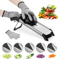 Supernal 5-in-1 Adjustable Mandoline Slicer - Stainless Steel Vegetable Cutter with Cut-Resistant Gloves | Safe & Durable for Potatoes, Tomatoes, Carrots, Onions & More