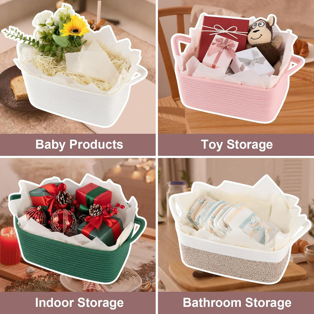 OIASKET Woven Storage Basket - Versatile Gift Basket with Handles for Baby Showers & Toy Organization | 13.6" x 10" x 5.9”