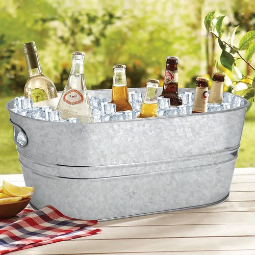 2 Pack 3 Gallon Galvanized Tub Ice Buckets for Parties Portable Beverage Tub Champagne Bucket Metal Ice Buckets for Cocktail Bar with Ice Scoop