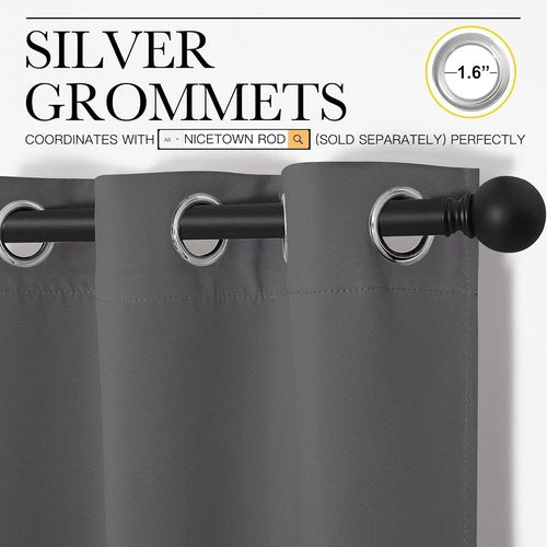 NICETOWN Blackout Curtains - Energy Saving Thermal Insulated Draperies | 55" x 120", Grey, 1 Pair