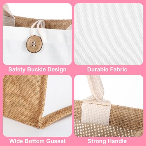 Sweetude 18 Pack Sublimation Jute Tote Bag Blanks Burlap Beach Bag with Handles Reusable DIY Canvas Gift for Bridesmaid(Yellow)