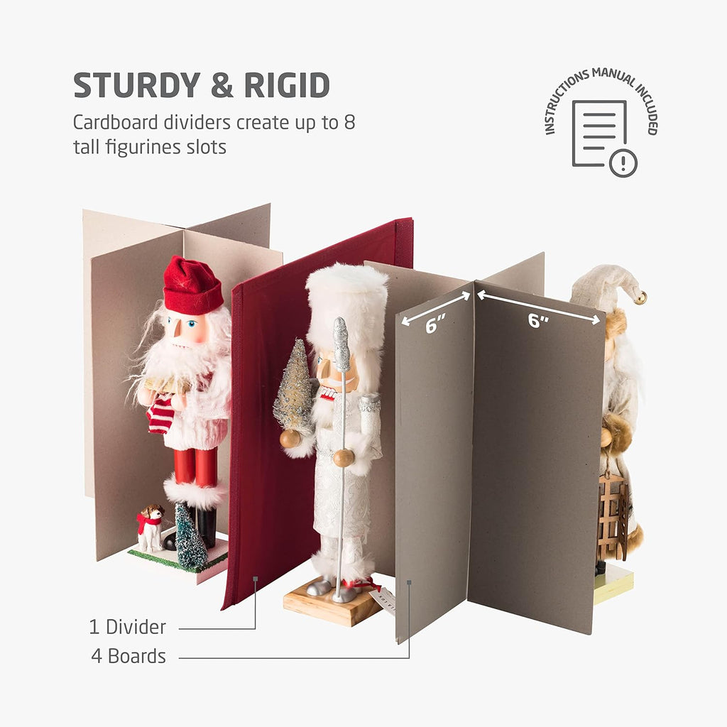 ZOBER Nutcracker Storage Containers - Christmas Ornament Box for 8 Figurines & Decorations - Red