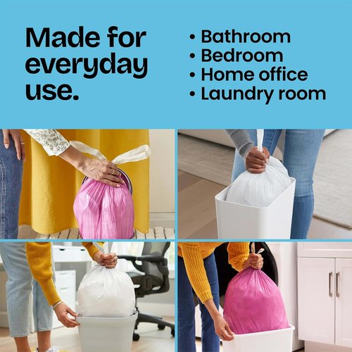 Glad Odorshield Small Drawstring Trash Bags - 4 Gal, Febreze Beachside Breeze Scent, 34 Count