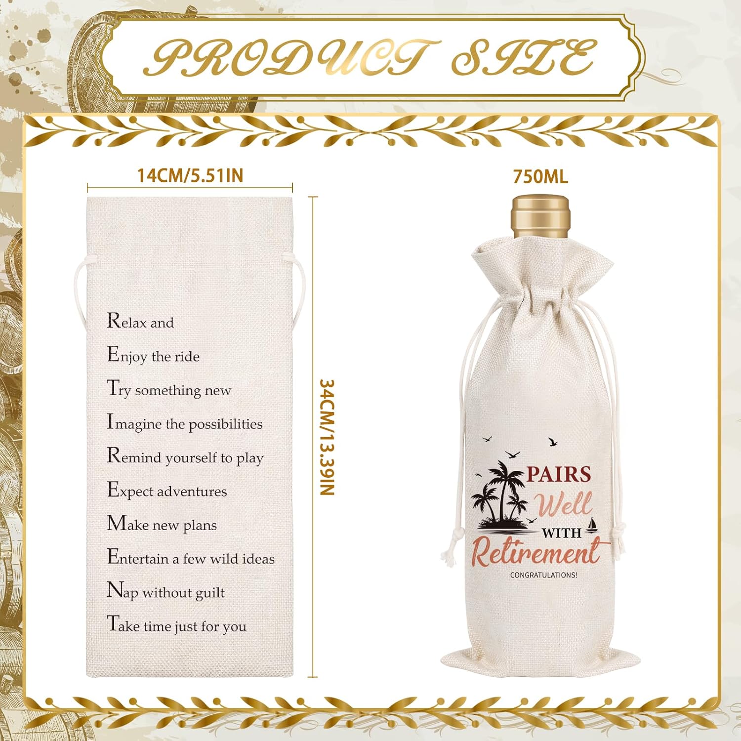Wxiben Retirement Wine Gift Bag - Retired Gifts for Women Men Pairs Well With Retirement Wine Bottle Bags Farewell Leaving Gift for Retired Teacher Employees Friend Coworkers Boss Nurse Doctor