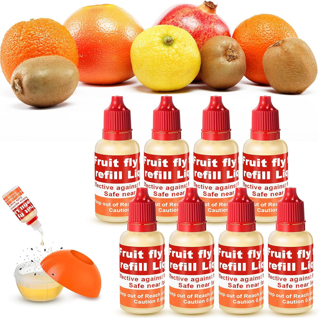 Qualirey Fruit Fly Trap Refill Liquid - Non-Toxic & Effective Indoor Solution | 0.68oz Bottle, Red