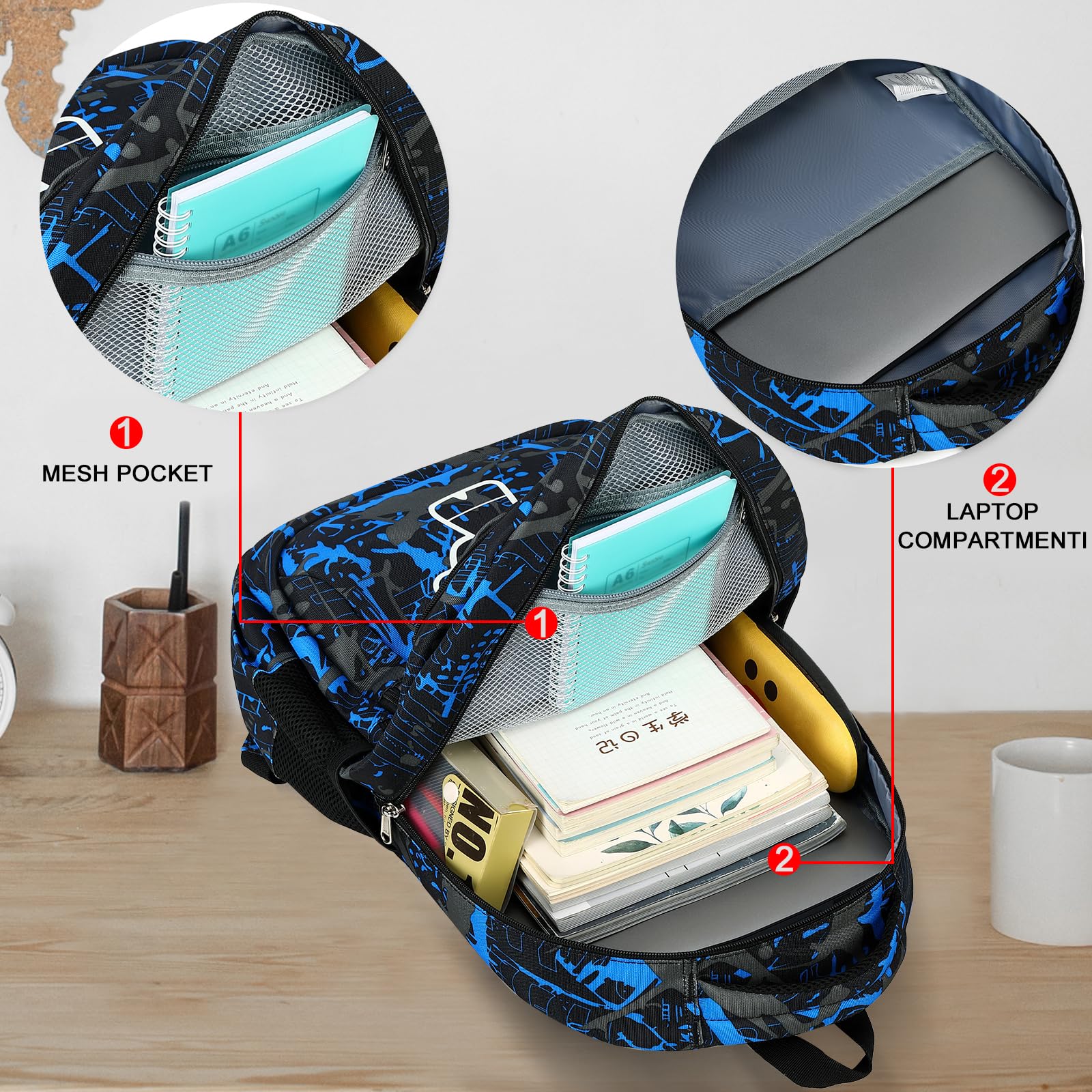 LEDAOU School Backpack for Boys Girls Kids Bookbag Elementary Primary Middle School Bag Travel Back Pack for Ages 6-14