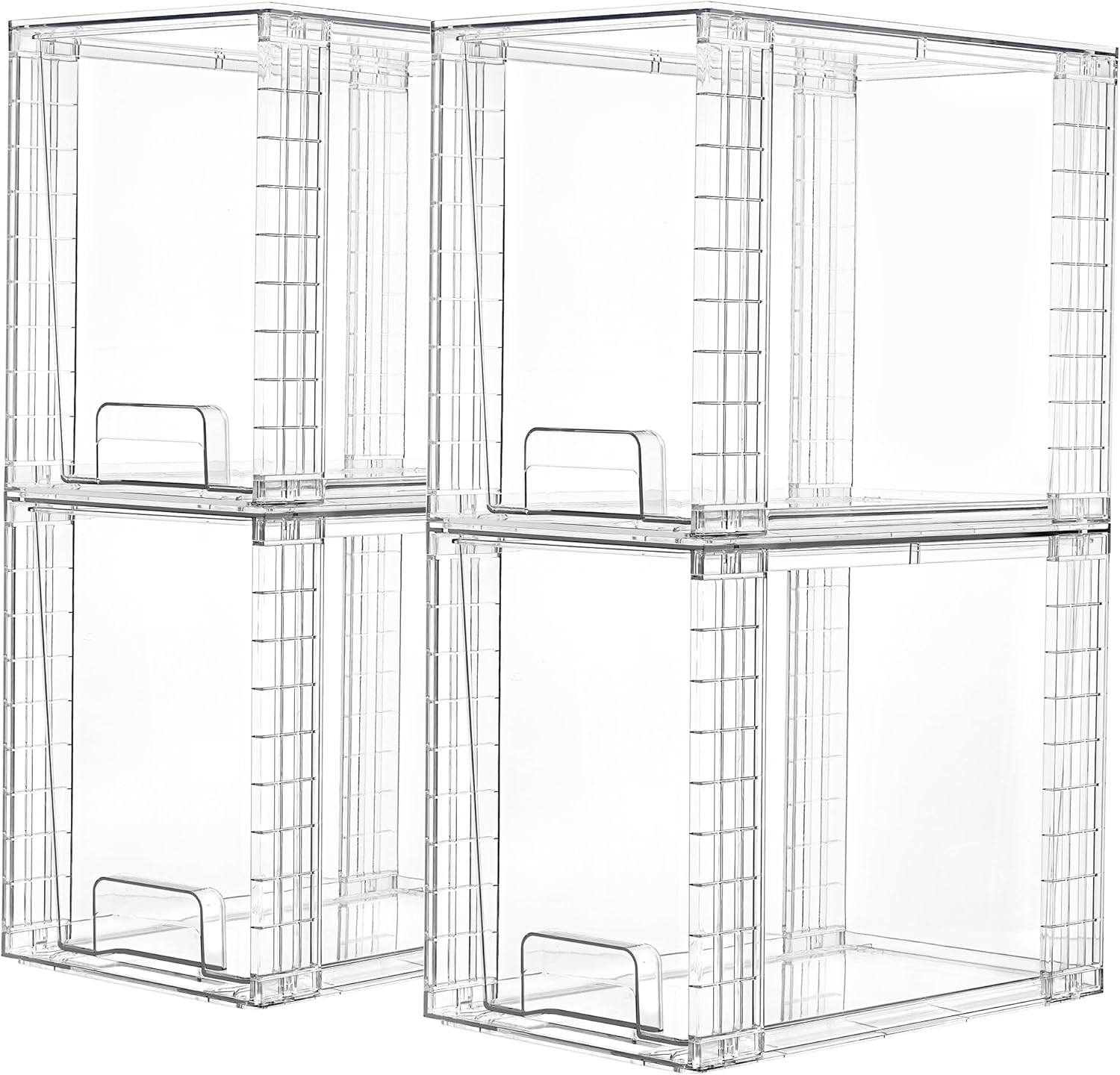 Vtopmart Clear Stackable Storage Drawers - 9.7" High Plastic Organizers for Skincare & Bathroom Supplies | Ideal for Cabinet & Vanity