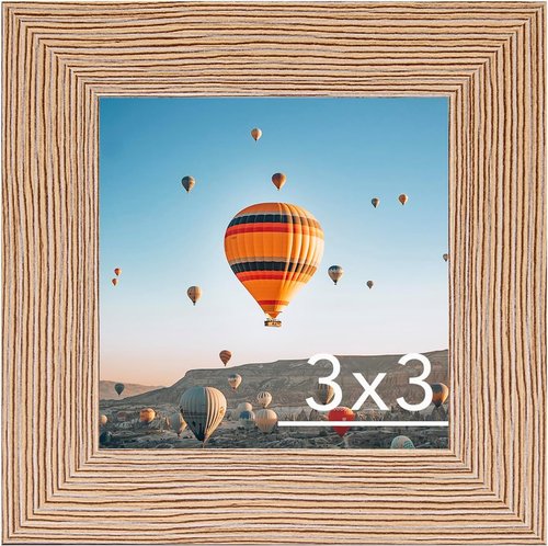 JCJMY 3x3 Picture Frame - Rustic Brown Square Photo Frame with Shatter-Resistant Plexiglass