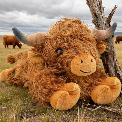 JOD® 4lbs Highland Cow Weighted Stuffed Animals, 22inch Giant Highland Cow Gift Plushie Toy, Cute Stuffed Animal Highland Cattle Plush Pillow Women Adults Kid Bedtime Highland Cattle